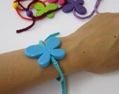 friendship bracelet crochet beaded bracelet turquoise blue butterfly cotton crochet chain yellow bright summer spring holiday gift