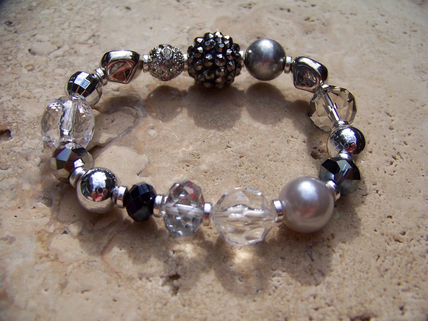 Silver and crystal bracelet