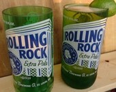 Upcycled Beer Bottle Glasses made from Rolling Rock Beer Bottles set of 2