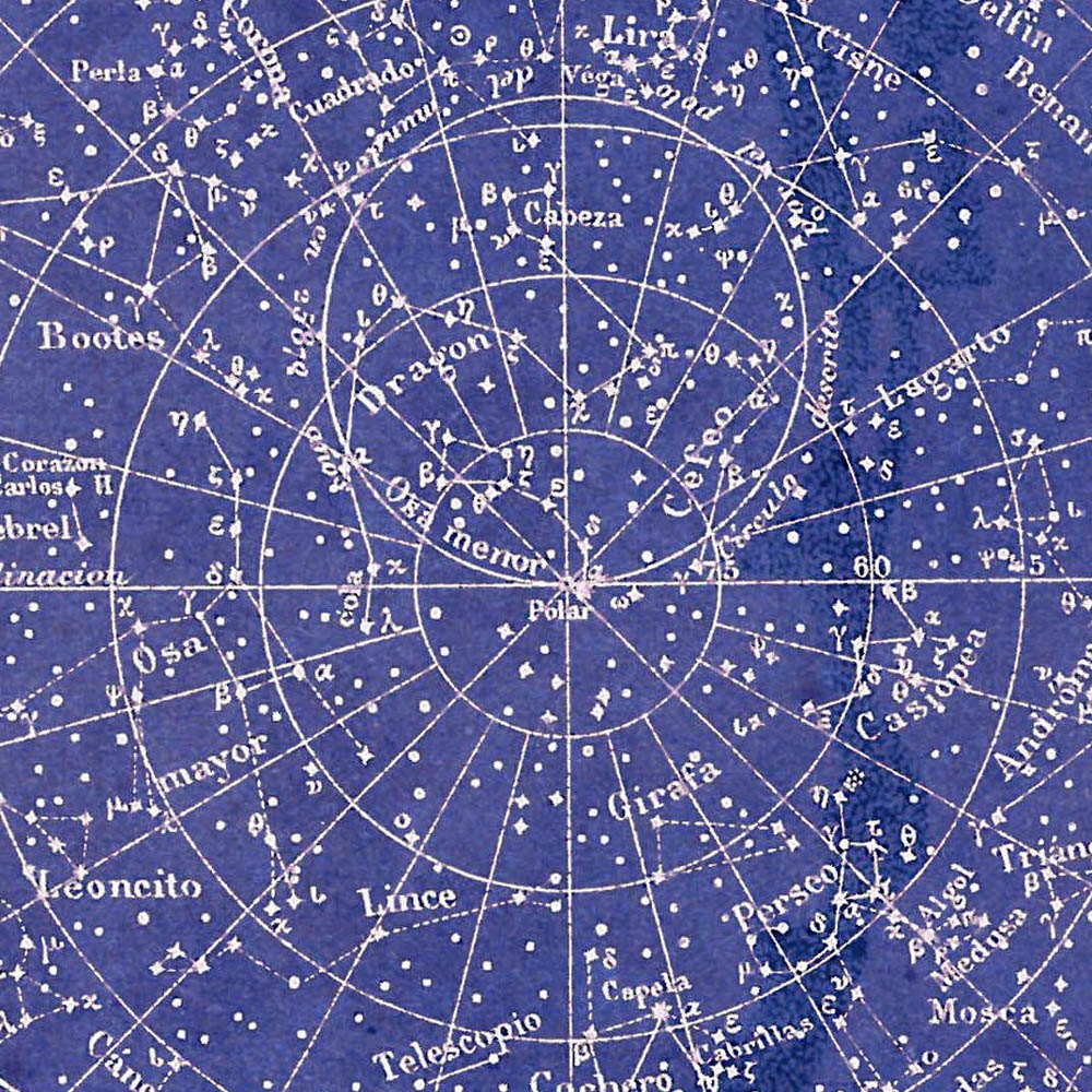 Celestial Chart Stars Northern Hemisphere Constellations Print Vintage Image