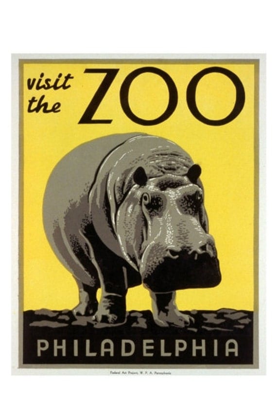 Visit the Zoo - 10 x 15 Vintage WPA Poster Art Print