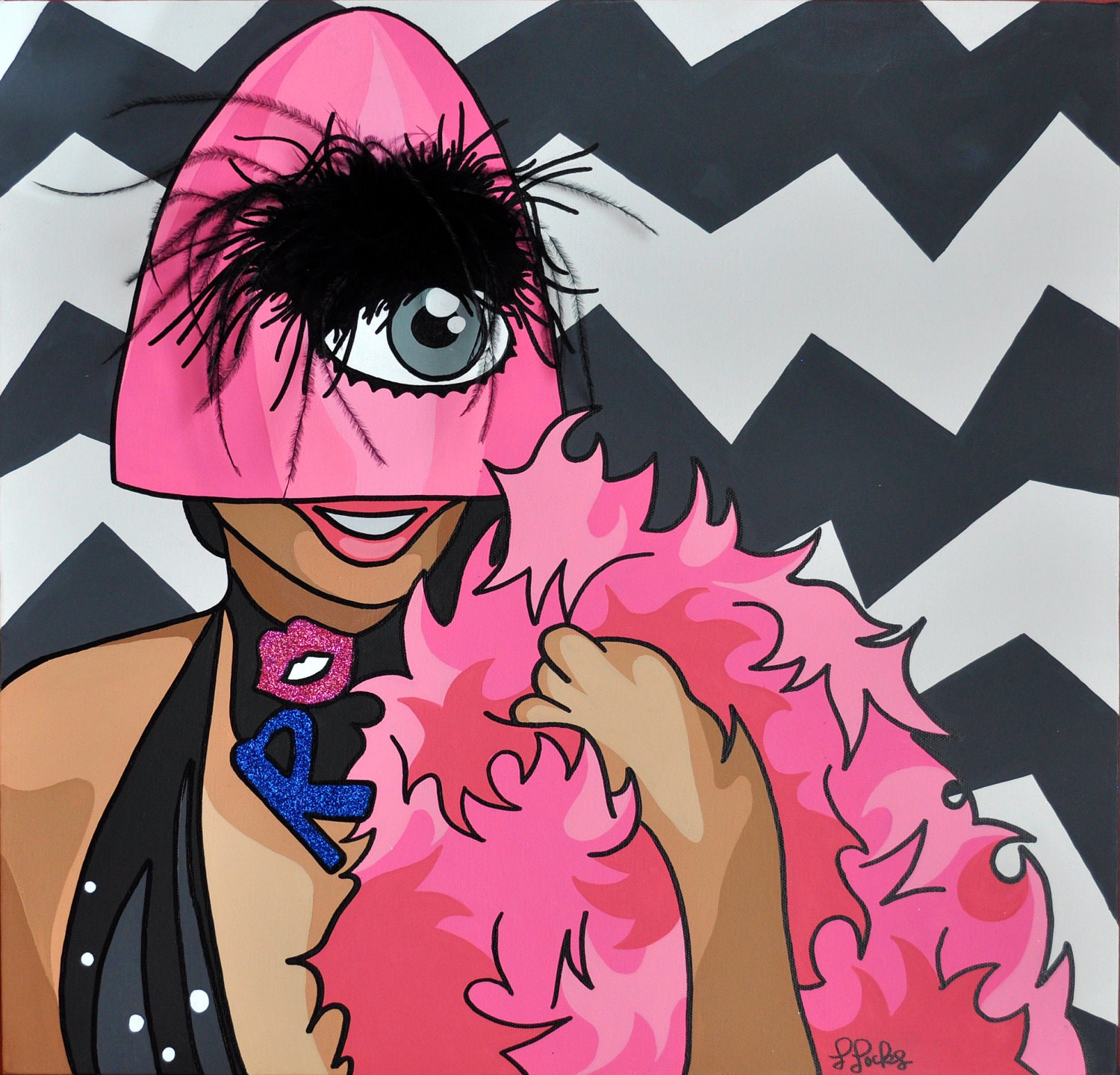 Raja - Cyclops Hat and Feathers - Original RuPaul's Drag Race Pop Art Painting