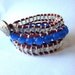 Triple Wrap Beaded Bracelet- Suede with Glass Beads and Blue Cats Eye Beads