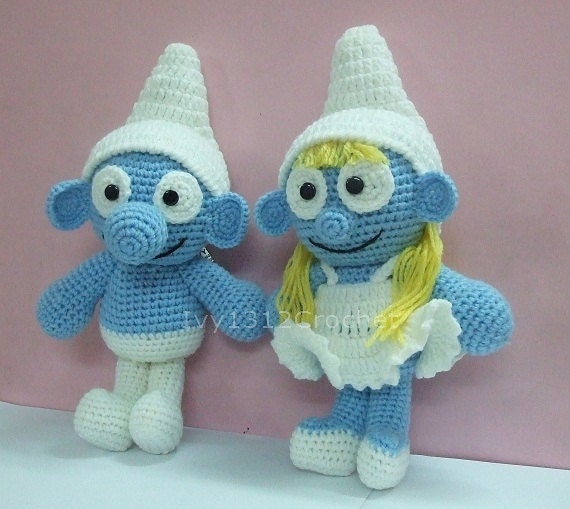 Smurf or Smurfette 9.8" - Handmade Amigurumi Les Schtroumpfs crochet doll birthday gift Valentine gift (Price for each item)