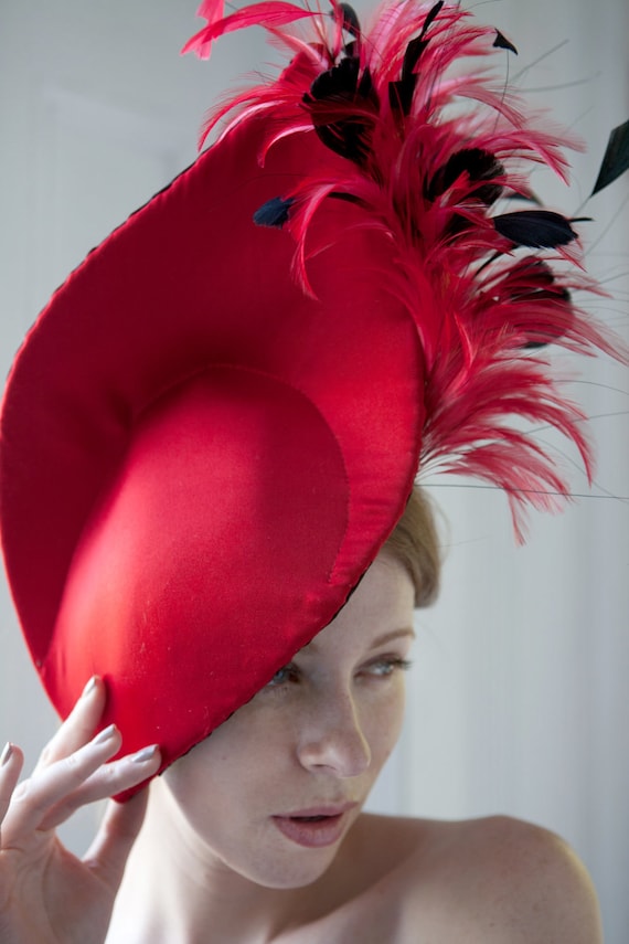 Bespoke Red feather Headpiece - GemmaJMillinery