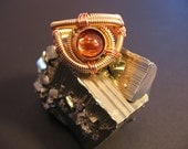 Steampunk Ring - Custom Unisex Wire Wrap - Golden brass