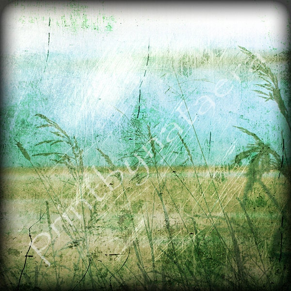 abstract landscape photo PRINT 8" x 8" home decor wall art green blue digital photo drawing room decoration nature photography painting