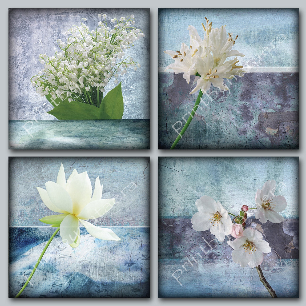 abstract landscape set of 4 8x8 flowers home decor wall art digital photo photography artwork wall print room decor painting wall decor