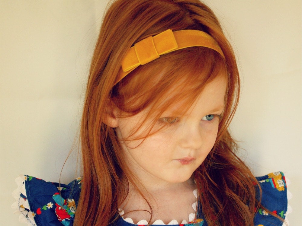 Little Joan - Mustard Yellow Velvet Headband