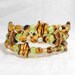 Wire Wrap Bracelet, Green and Amber, Star Beads, Beaded Bracelet