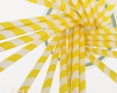 Paper Drinking Straws (25) - Bright YELLOW - with FREE 5x7 Party Invitation Download