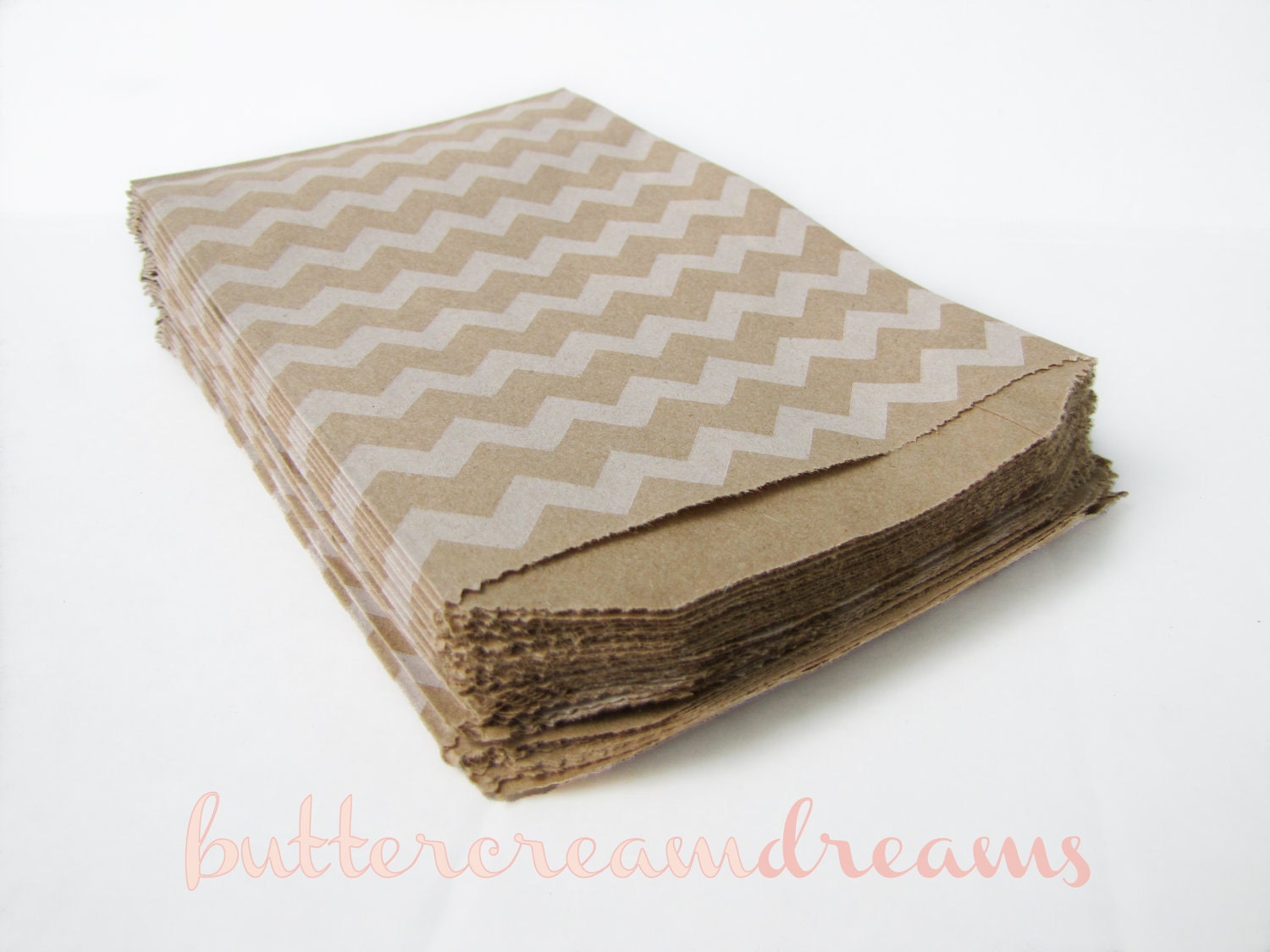 Kraft & White CHEVRON Paper Favor Bags - 20 count