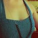 Long Delicate Navy Blue Silk and Sterling Chain Necklace