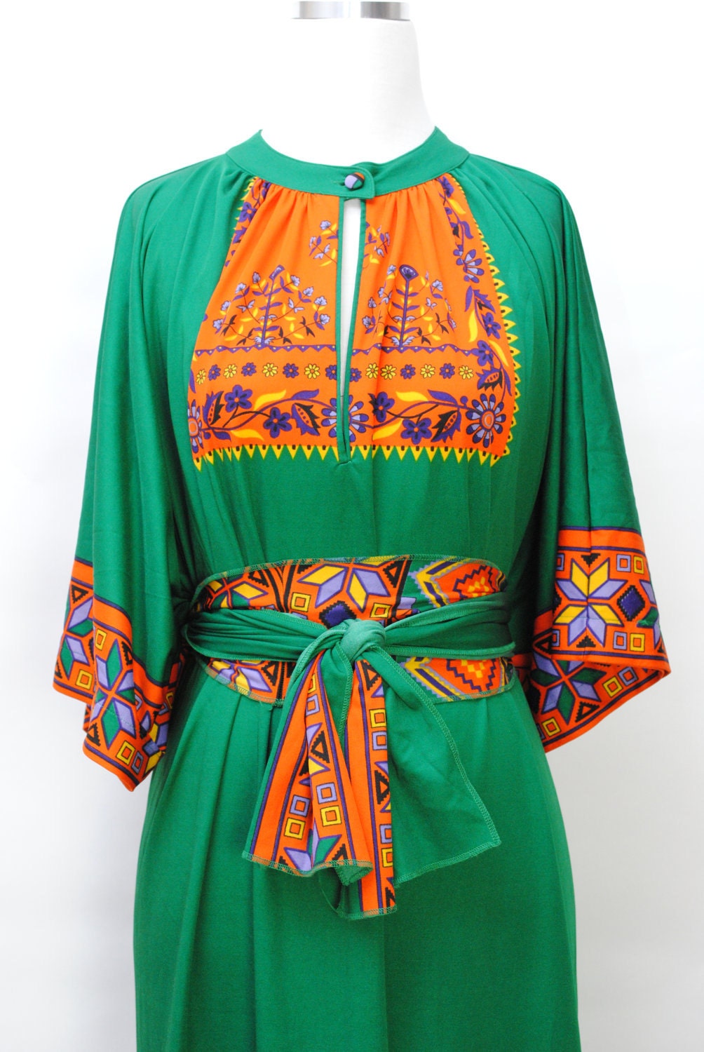 1970s High-End Hippie Boho Maxi / CaftanDress