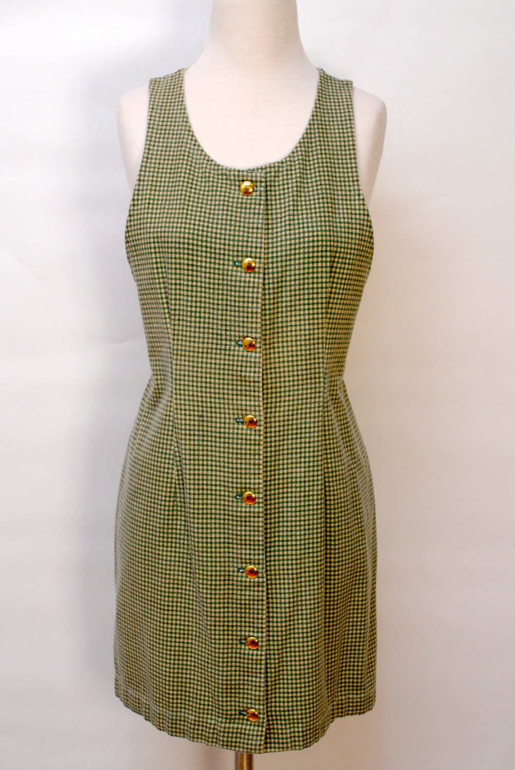 Vintage 1960's Mod Gingham Jumper - Hip Beatnik Dress