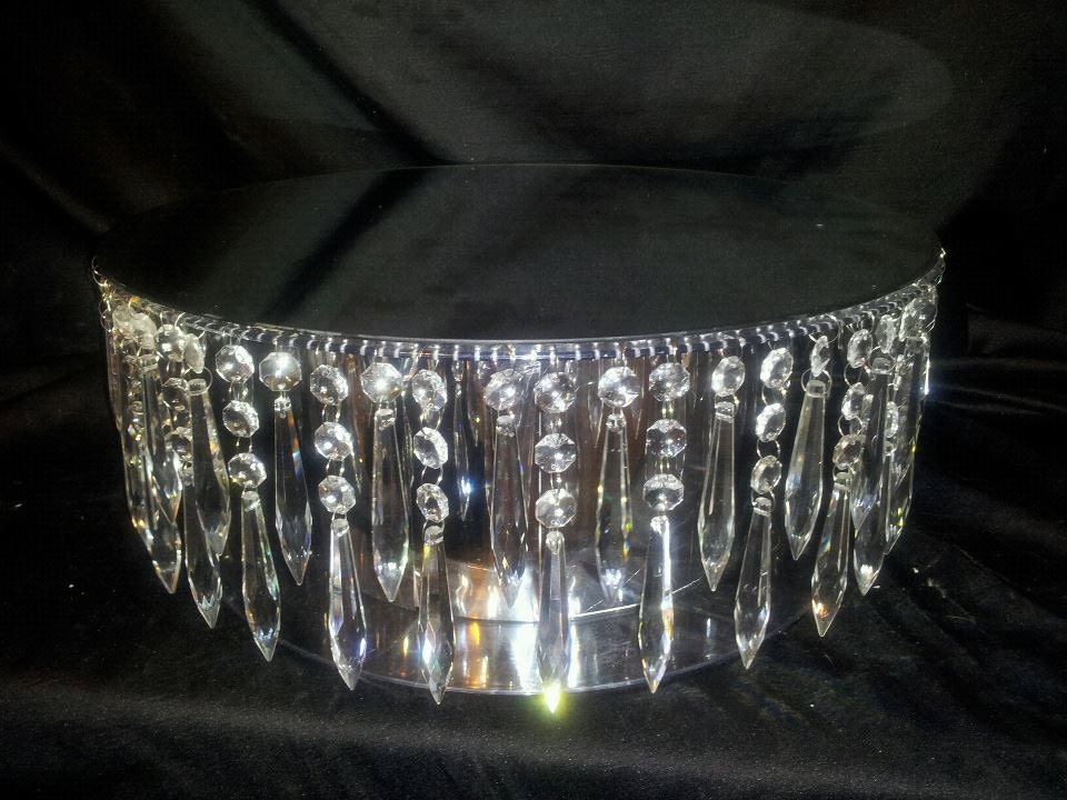 Crystal Chandelier Wedding Cake Stand - Can be made 6"-16" wide and 3", 4" or 6" tall - Prices 70.00 - 250.00