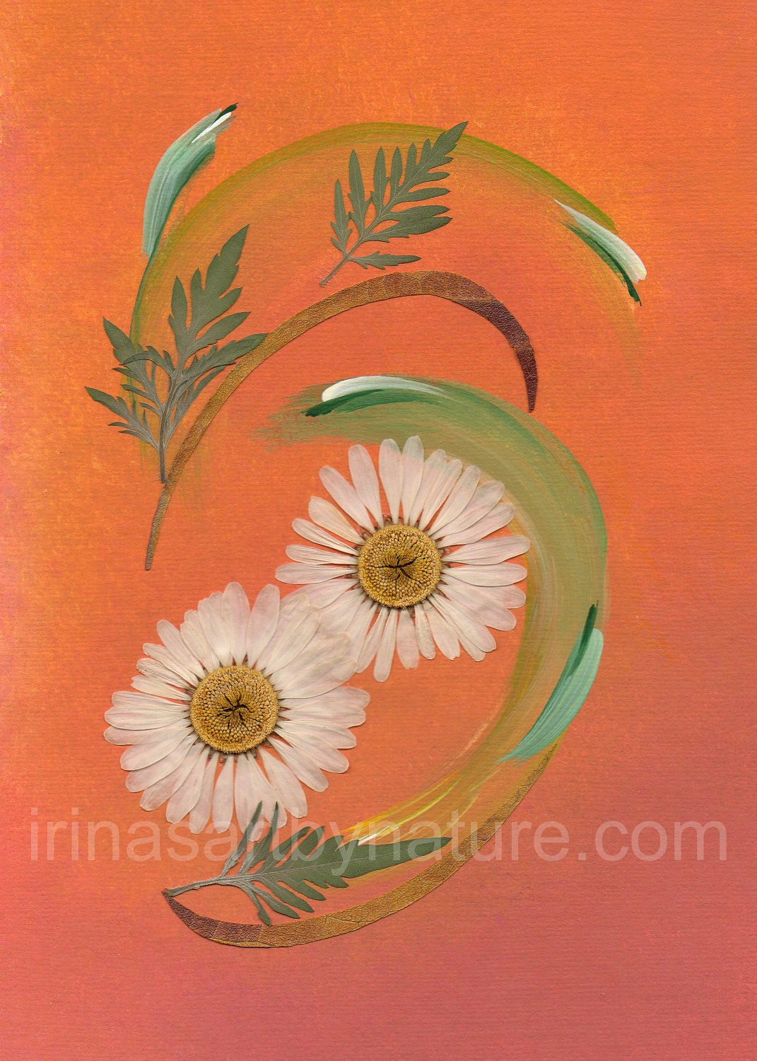 ACEO art print - "Embrace of Summer" - Pressed Flower Art / Mixed Media / Oshibana /Abstract Design