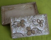Vintage La Regale Clutch Purse Iridescent Sequins and Pearl