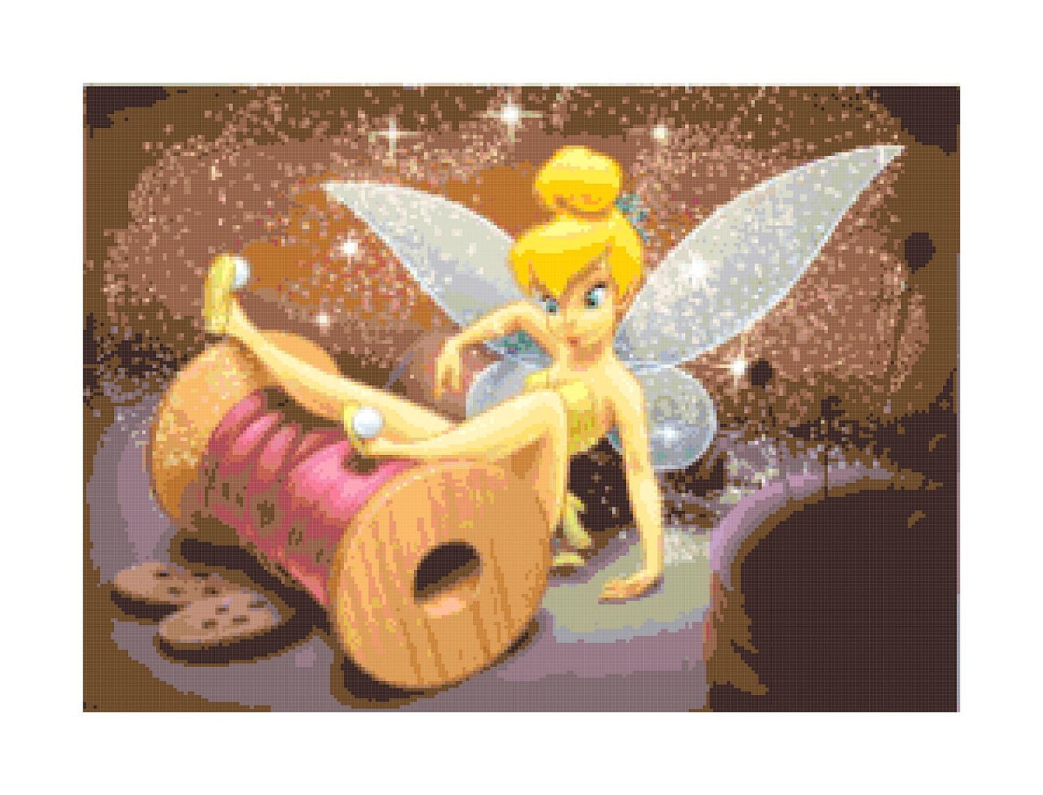 Handmade Tinkerbell in Sewing Drawer PDF Cross-Stitch Pattern