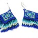Dark blue and emerald seed bead earrings - Native American style, boho style, dangle long earrings, peyote earrings