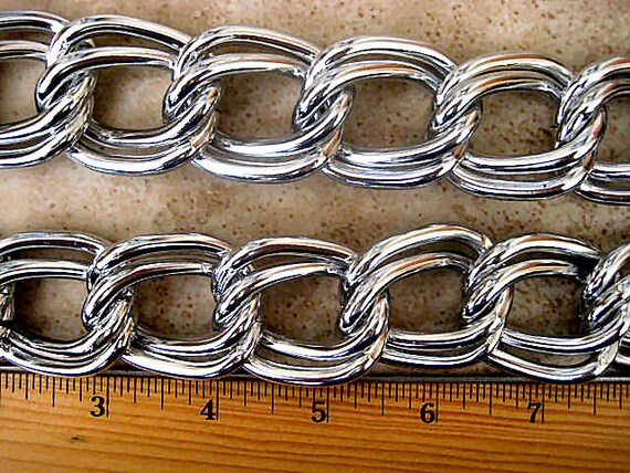 SeXy Oversized Double Silver Chunky Shiny Curb Chain by the Foot....12"