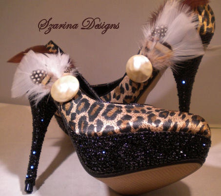 Cheetah Heels Pumps Stilettos Size 7 Dancer Burlesque Lap Pole Dancer Showgirl Show Girl