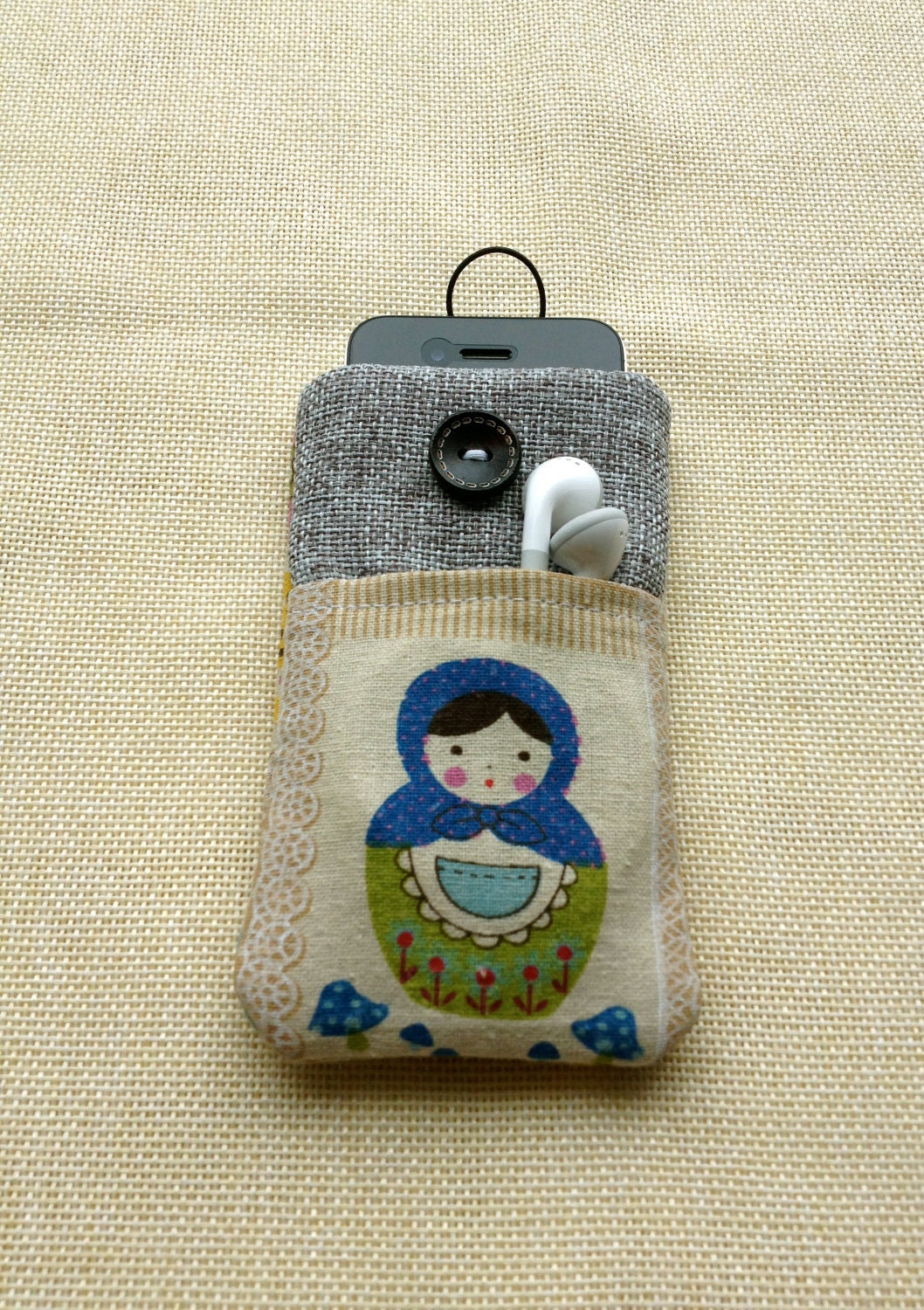 Handmade Cute Japanese dolls fabric iPhone case, iPhone sleeve, iPhone pouch, iPod touch sleeve, Kindle case,smart phone case