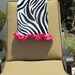 Zebra print beach towel with hot pink satin Ruffle