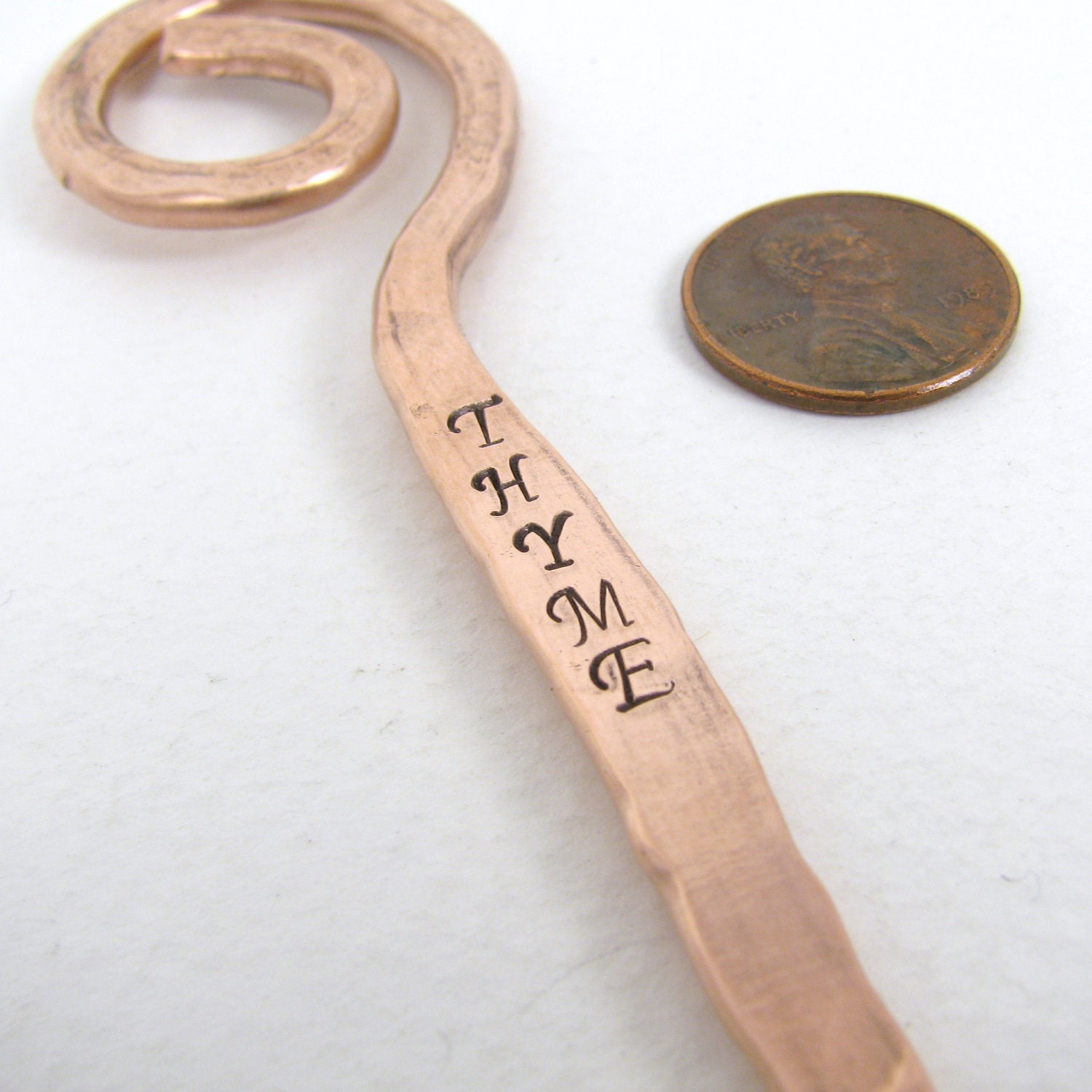 Copper Garden Marker, Hand Stamped, Herb Name Stake, Plant Name Stake, Planter Box Marker,  Plant Marker