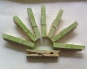 Decorative clothespin- 20 count. Hand Painted Green and Ivory,escort card holder, rustic, wedding favor, party favor, shower favor - SmilingGreenAppleShp