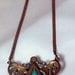 Art Deco Necklace Gold on Copper with Green Jasper Stone and Immitation Amethyst from 1940s