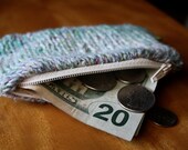 Textured Knit Coin Purse- Ombre Mint and Green
