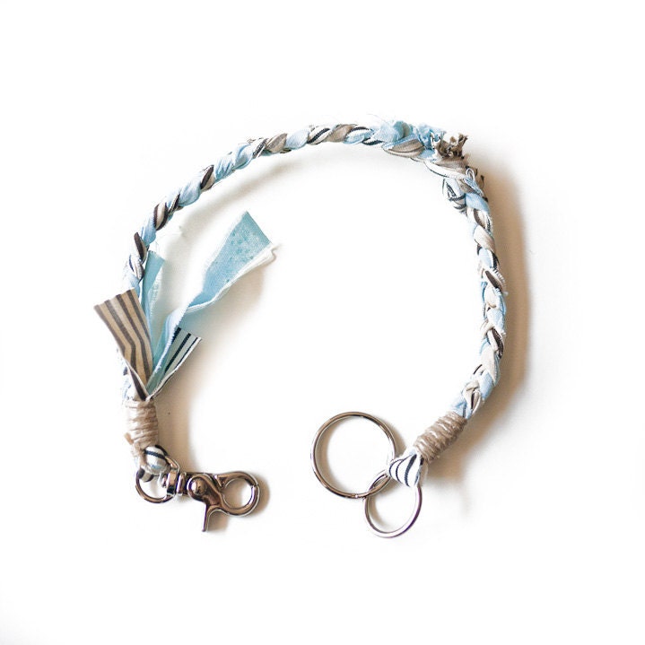 Neutral Hue Braided Fabric Keychain