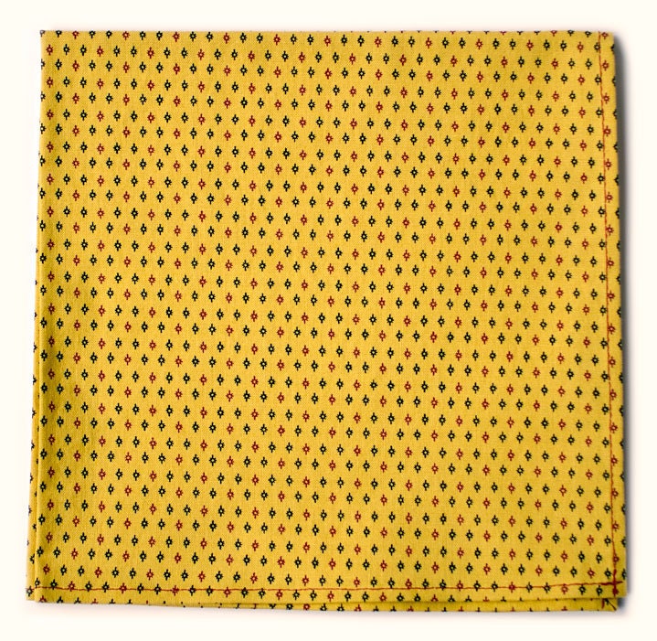 Golden Era Pocket Square with Red and Black Crosses