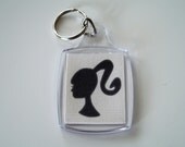 Barbie Black  Silhouette Design Keychain / Keyring