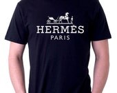 Hermes Mens T-Shirt in Black Size Medium