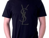 YSL logo Mens T Shirt Black Size Medium