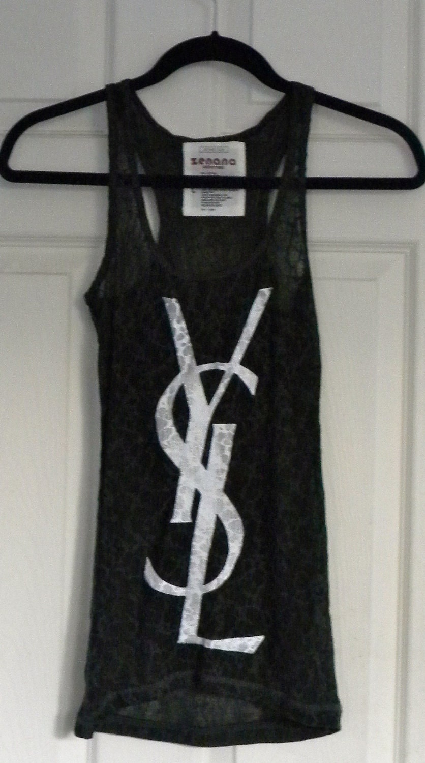 YSL Logo Womens Burnout Tank Top in Gray