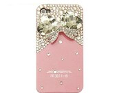 Handmade hard case for iPhone 4 & 4S: Bling crystal bow (custom are welcome)