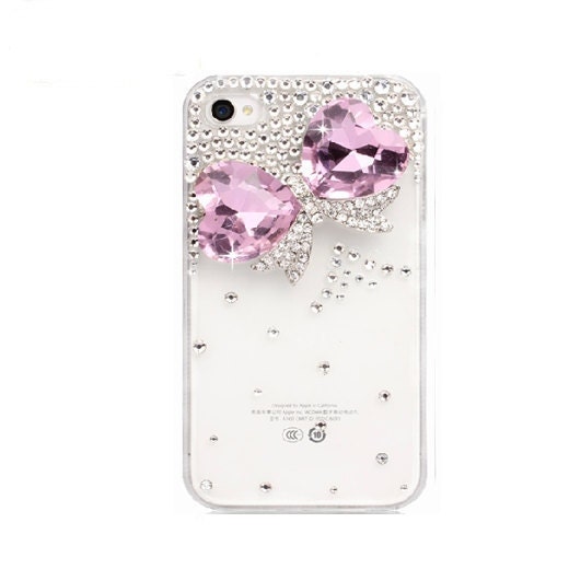Handmade hard case for iPhone 4 & 4S: Bling crystal bow (custom are welcome)