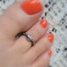 Toe Ring - Hematite - Circles in Circles Metal Coin Stretch Bead Toe Ring