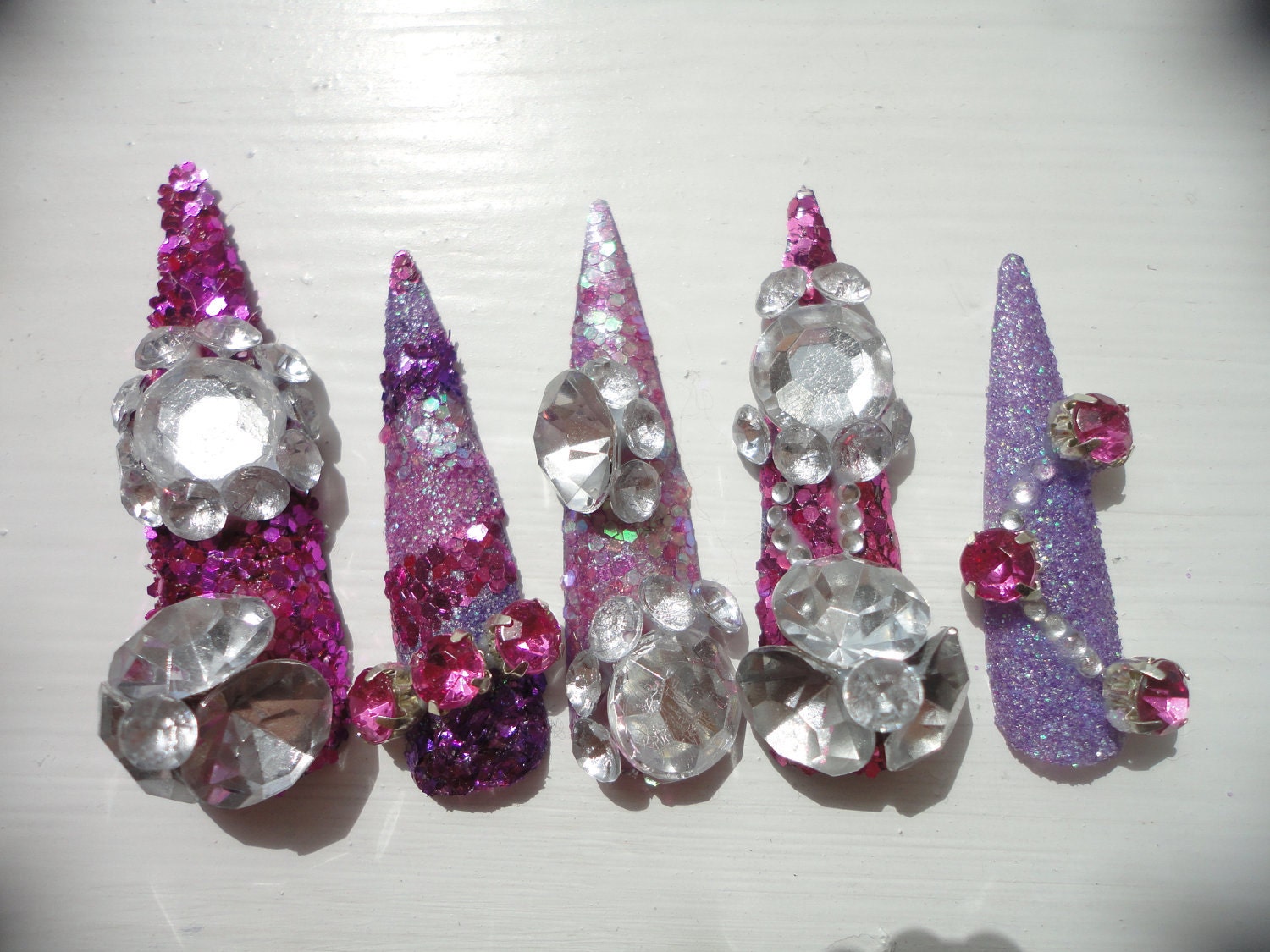 Purple Kawaii Deco Gyaru Nails