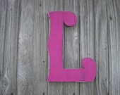 Wedding Decor Guestbook Alternative Oversized Letter L 24" Magenta wood letter wall hanging Shabby chic Photo prop