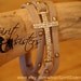 Side Cross Bracelet: Beige Leather