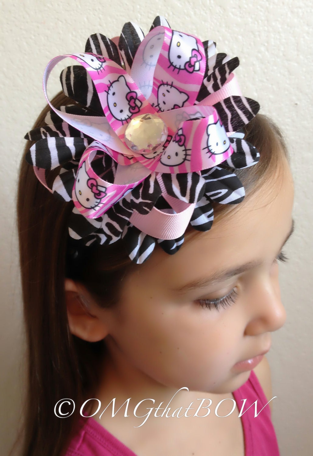 OMG that HELLO Kitty-Over the top boutique bow-layered bow-stacked bow-girls large boutique hair bow