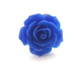 Blue Rose Ring - Vintage Style Rose Ring - Flower Ring -  Silver Plated Filigree Ring - Gift Bag Include