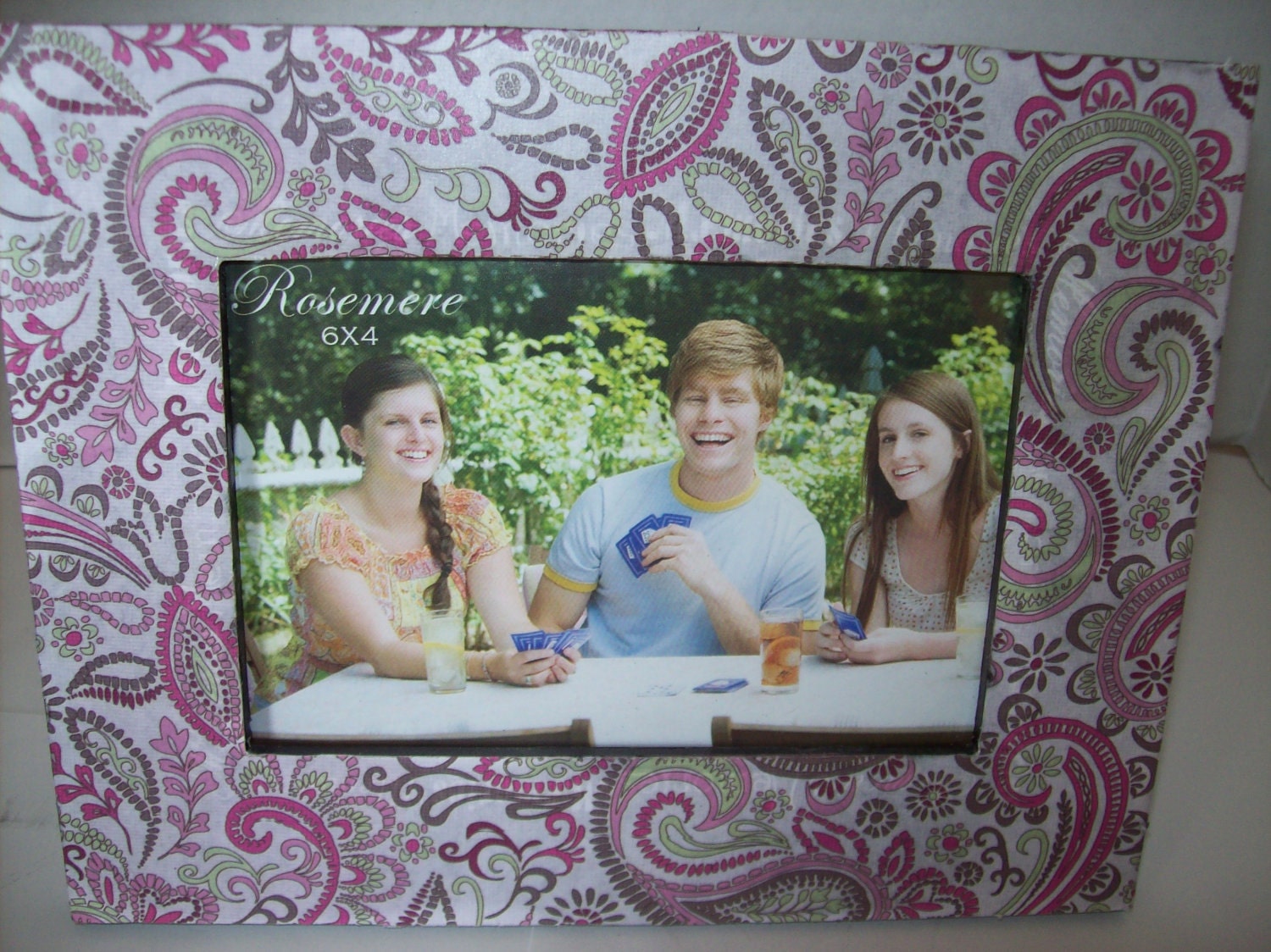 Decoupaged Frame (pink paisley)