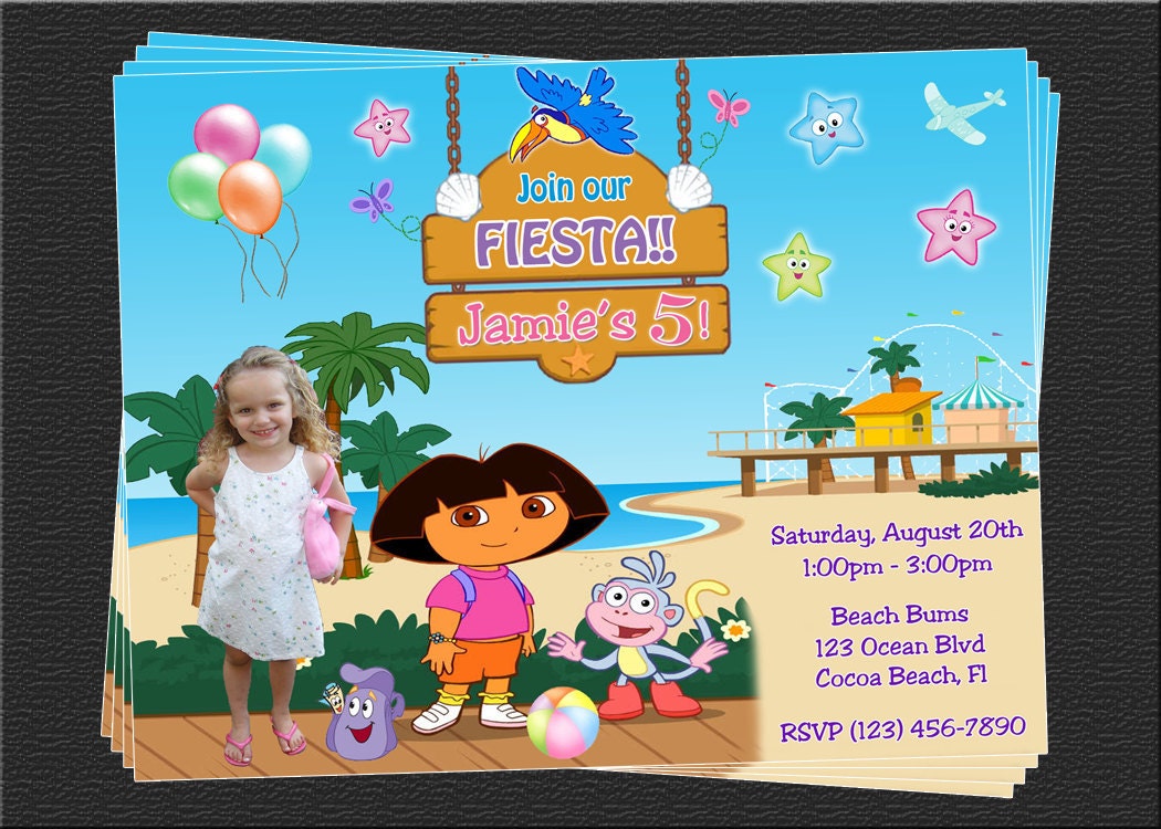 Custom Dora the Explorer Birthday Party Invitations - DIY Printable File