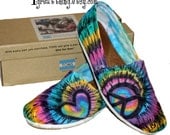 TOMS Tie Dye Shoes - Peace and Love - hand dyed and custom made - by One Great Thing