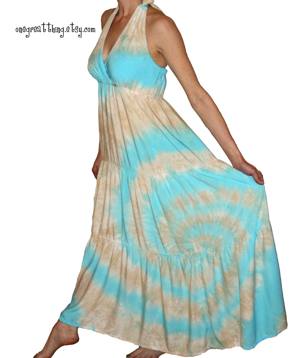 Tie Dye Maxi Dress ((The Boho Hippie Dress - you choose colors and size- made to order IN THE USA)